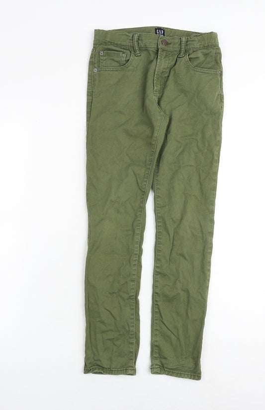 Gap Boys Green Cotton Skinny Jeans Size 10 Years Regular Zip