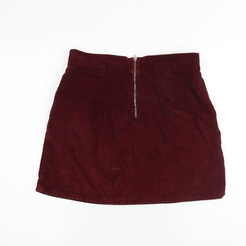 Topshop Womens Red Cotton A-Line Skirt Size 30 in Zip