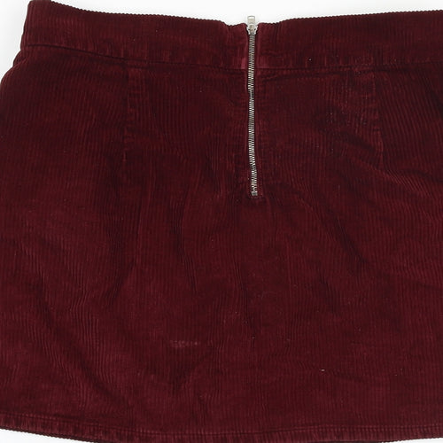 Topshop Womens Red Cotton A-Line Skirt Size 30 in Zip