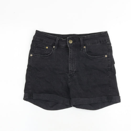 H&M Womens Black Cotton Chino Shorts Size 10 Regular Zip