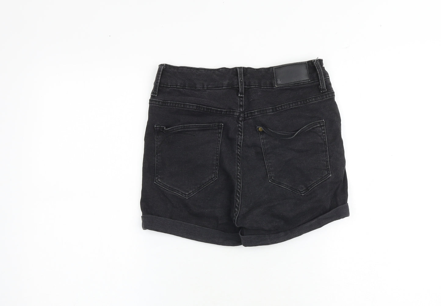 H&M Womens Black Cotton Chino Shorts Size 10 Regular Zip