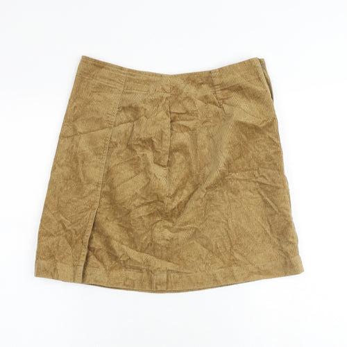 Uniqlo Womens Beige Cotton A-Line Skirt Size 28 in Zip