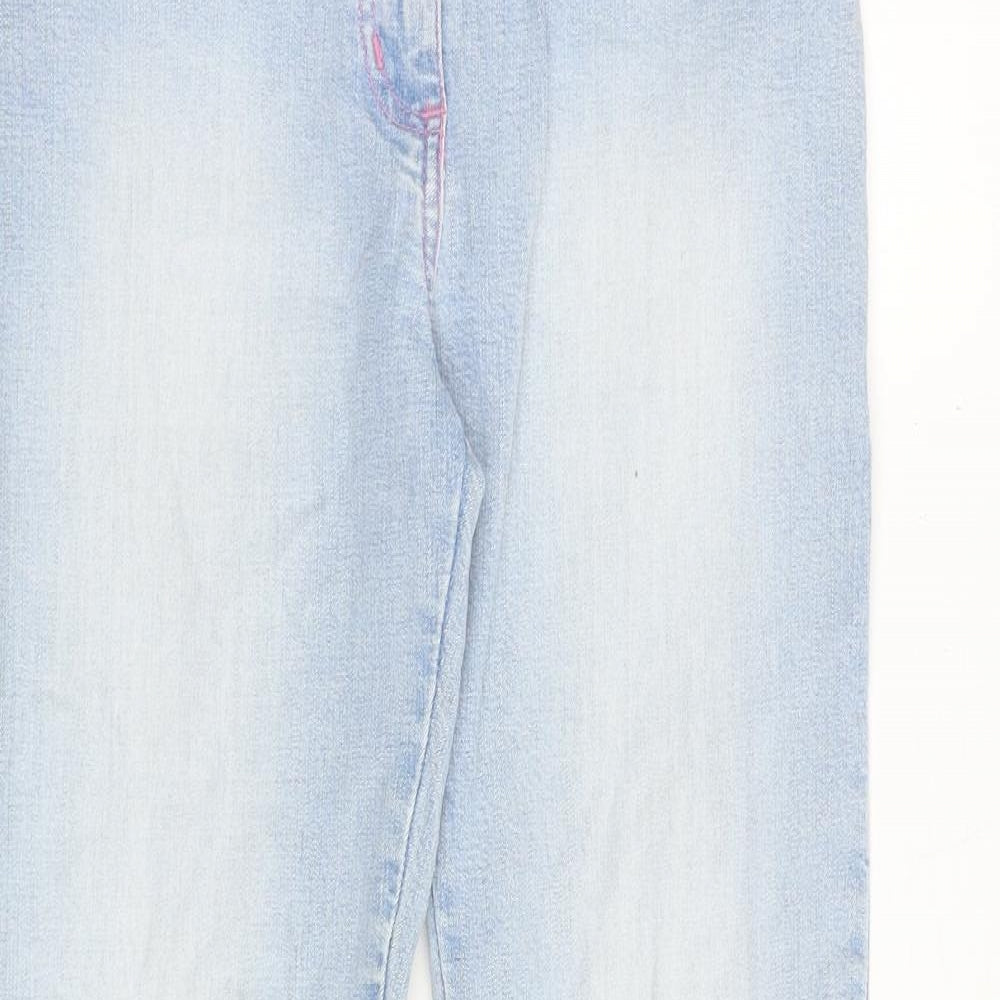 NEXT Womens Blue Cotton Flared Jeans Size 8 Regular Zip