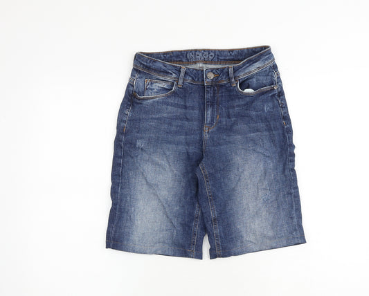 Indigo Womens Blue Cotton Basic Shorts Size 8 Regular Zip