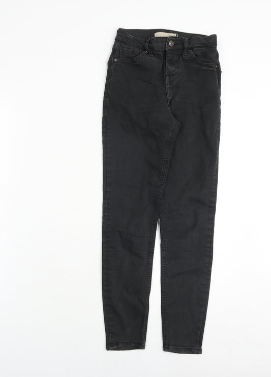 Topshop Womens Black Cotton Skinny Jeans Size 24 in Regular Zip