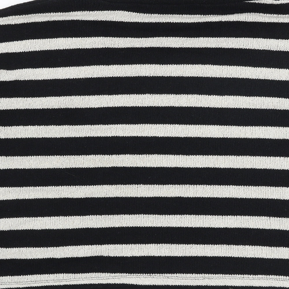 Zara Womens Black Mock Neck Striped Polyester Pullover Jumper Size M