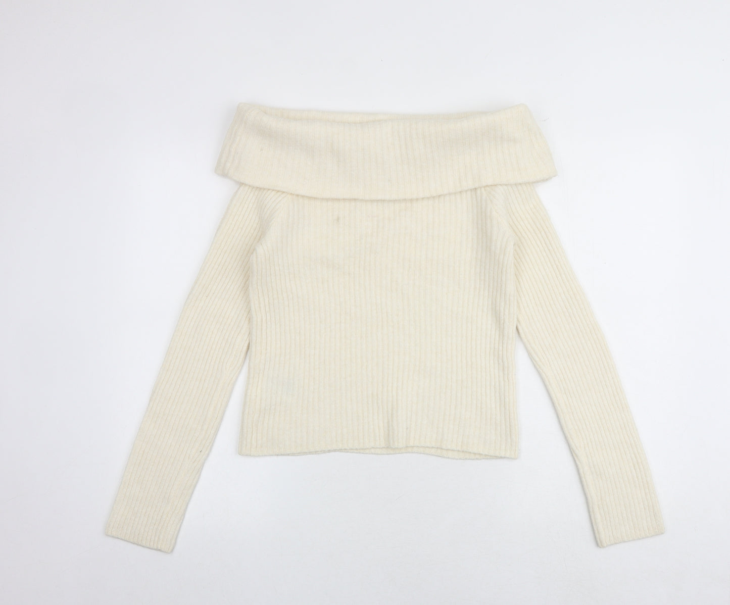 H&M Womens Ivory Roll Neck Polyester Pullover Jumper Size M