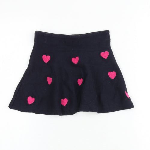 H&M Girls Blue Geometric Cotton Skater Skirt Size 2-3 Years Regular - Heart Print