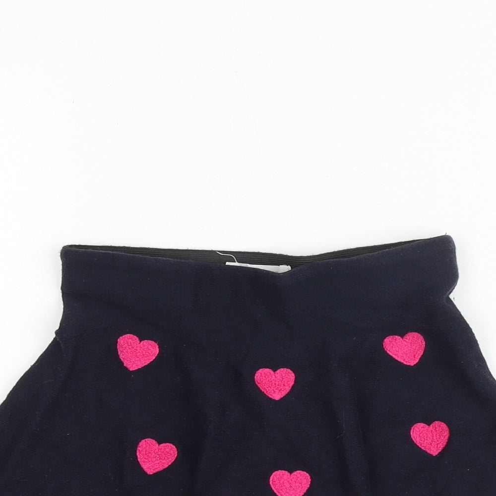 H&M Girls Blue Geometric Cotton Skater Skirt Size 2-3 Years Regular - Heart Print