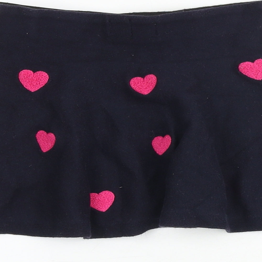 H&M Girls Blue Geometric Cotton Skater Skirt Size 2-3 Years Regular - Heart Print