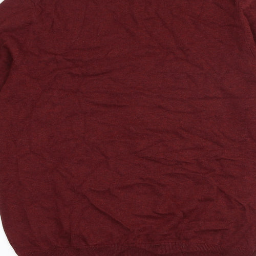 Marks and Spencer Womens Red Round Neck 100% Cotton Pullover Jumper Size S