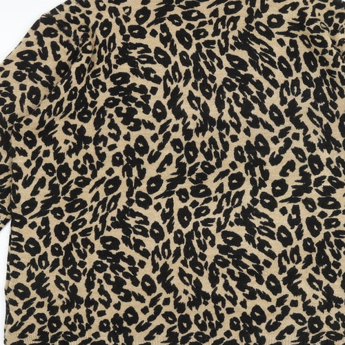 Marks and Spencer Womens Brown Round Neck Animal Print Acrylic Pullover Jumper Size 10 - Leopard Print