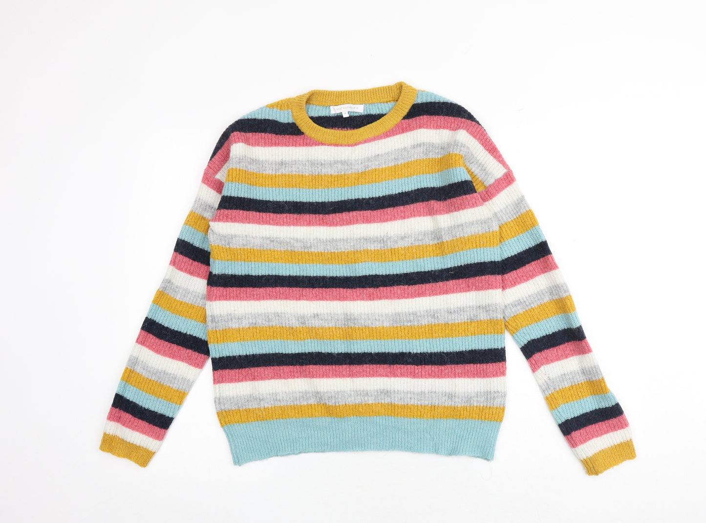 NEXT Womens Multicoloured Round Neck Striped Acrylic Pullover Jumper Size M