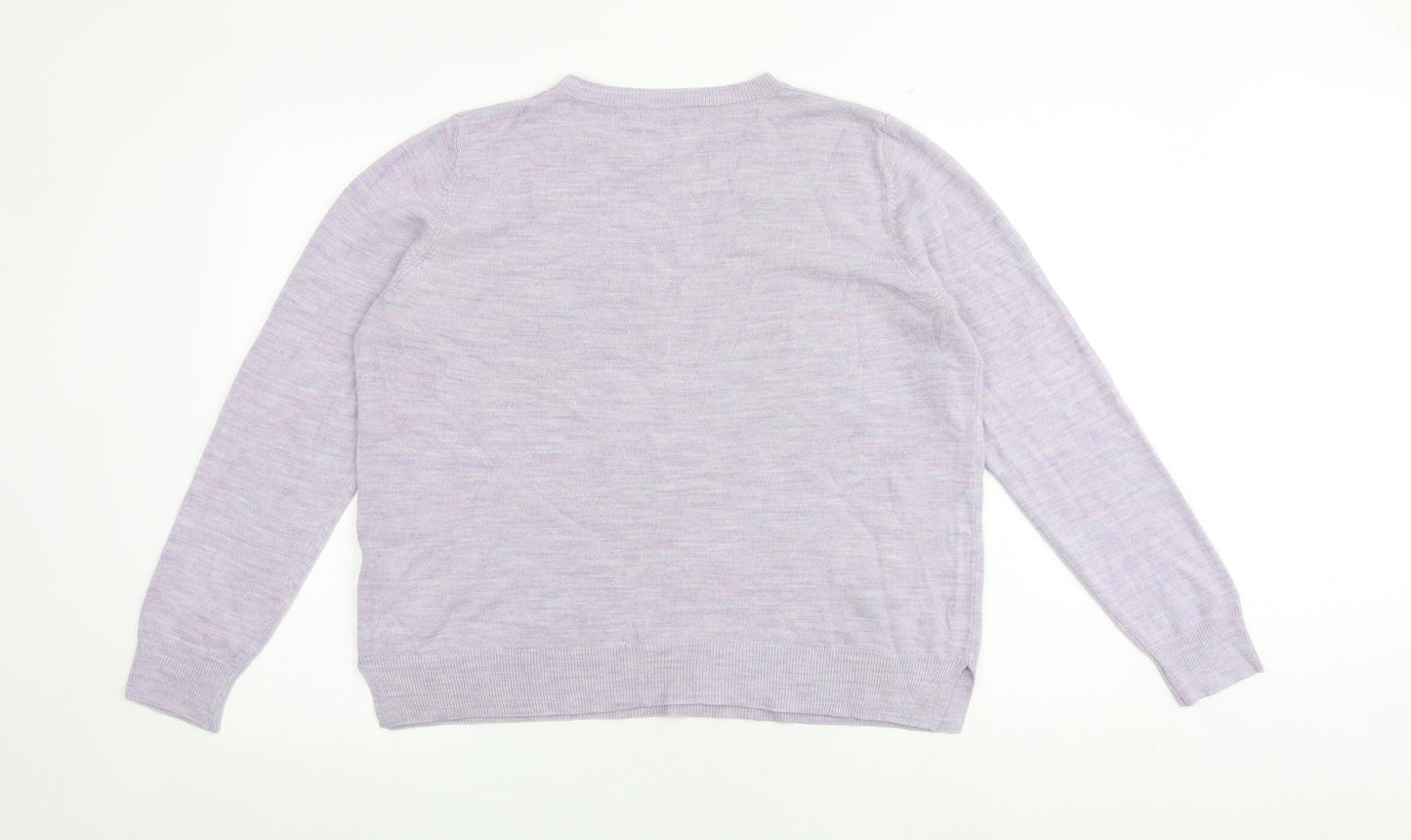 Marks and Spencer Womens Purple Round Neck Acrylic Pullover Jumper Size 18