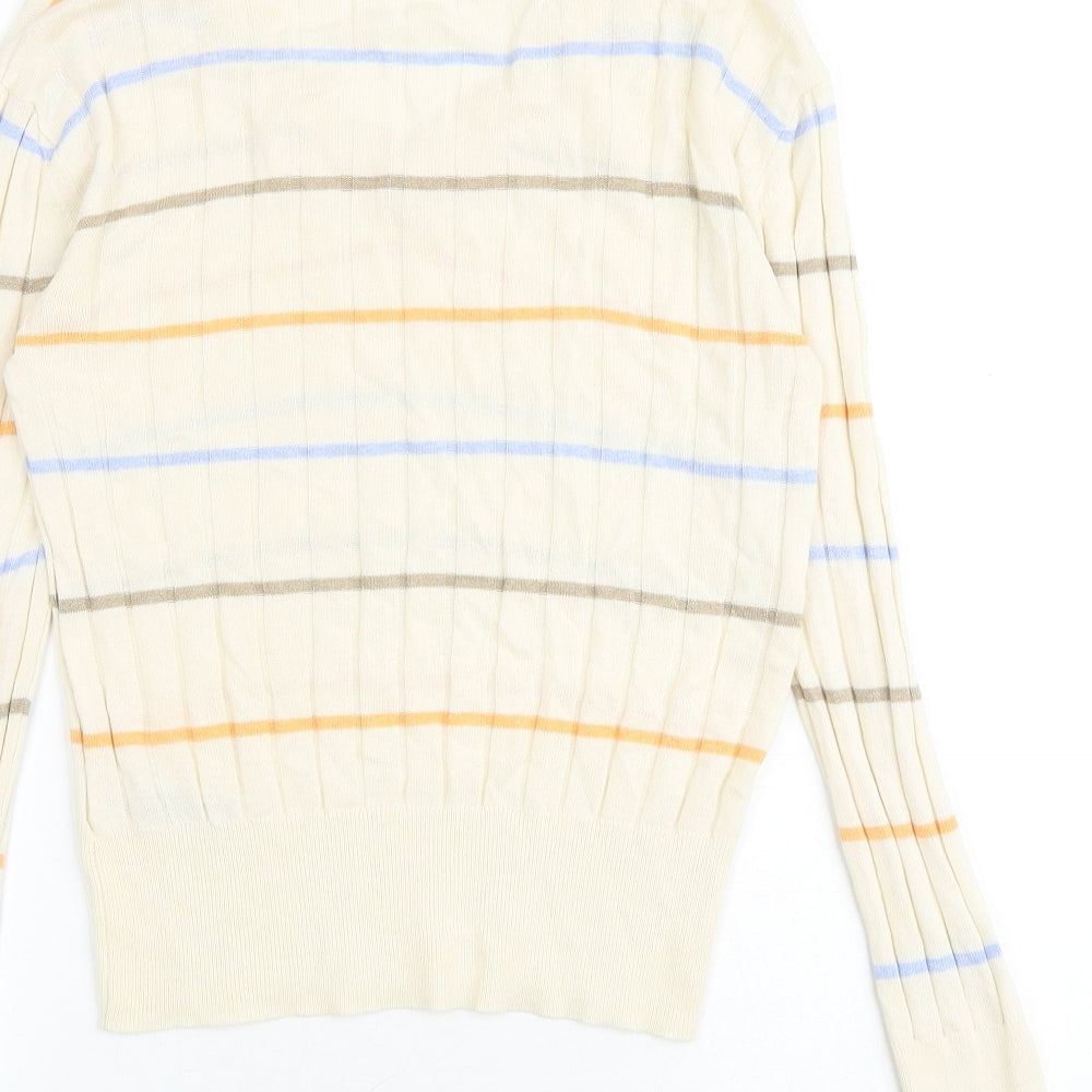 Marks and Spencer Womens Multicoloured V-Neck Striped Viscose Pullover Jumper Size S