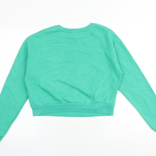 New Look Girls Green Cotton Pullover Sweatshirt Size 12-13 Years Pullover - Love Yourself Always
