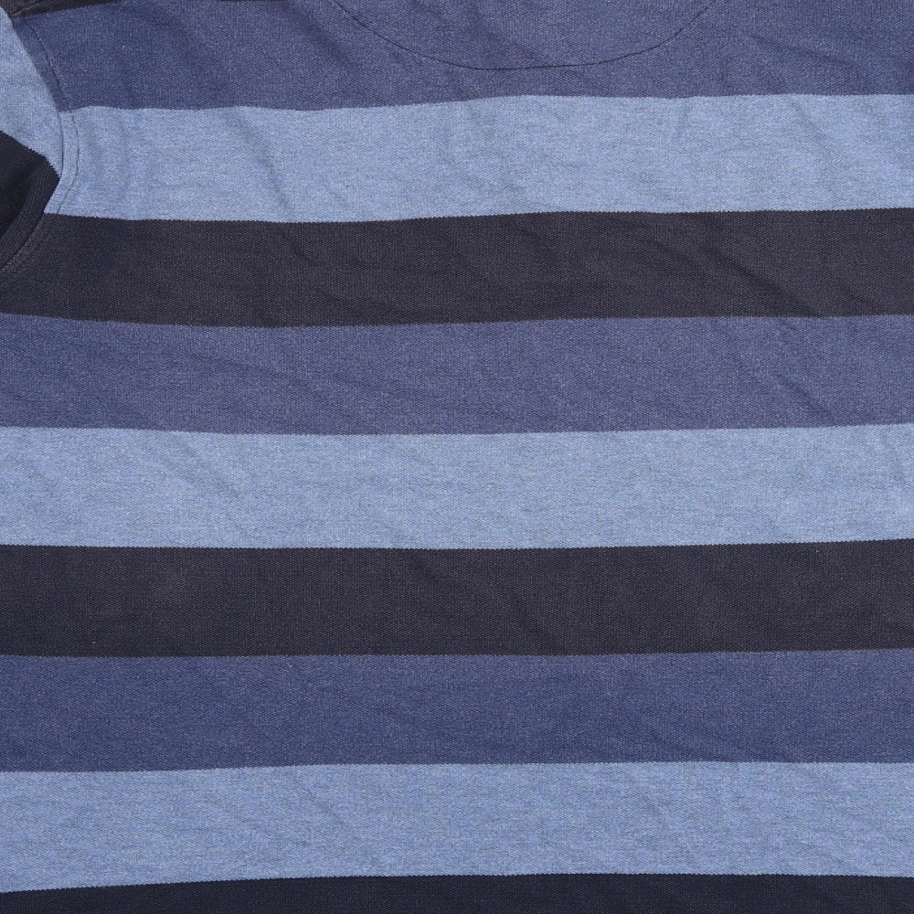 Blue Harbour Mens Blue Striped Cotton Polo Size XL Collared Button