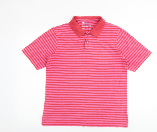 Blue Harbour Mens Pink Striped 100% Cotton Polo Size M Collared Button