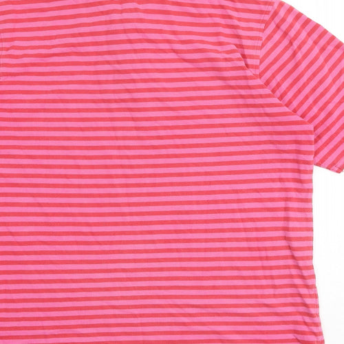 Blue Harbour Mens Pink Striped 100% Cotton Polo Size M Collared Button