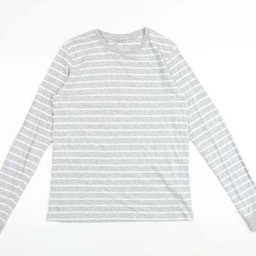 NEXT Boys Grey Striped Cotton Pullover Casual Size 16 Years Round Neck Pullover