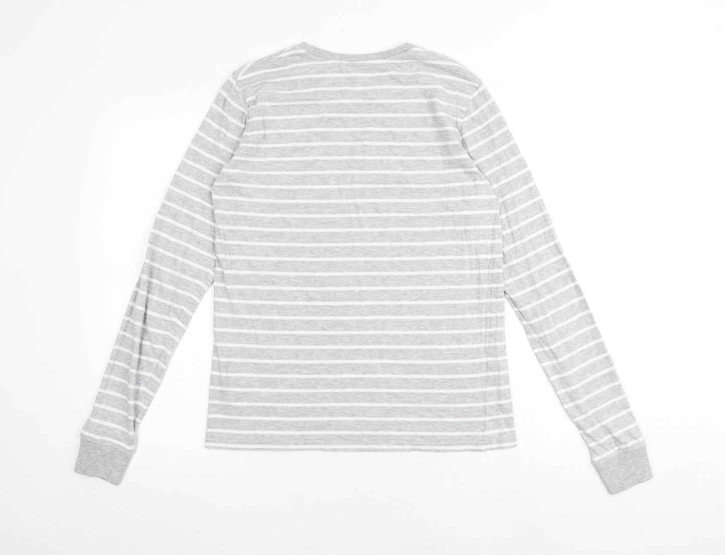 NEXT Boys Grey Striped Cotton Pullover Casual Size 16 Years Round Neck Pullover