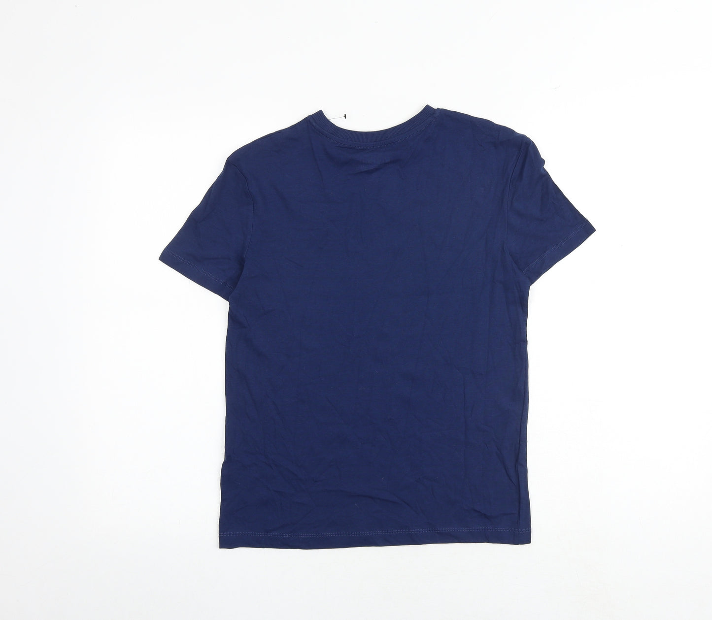 Marks and Spencer Boys Blue Cotton Basic T-Shirt Size 13-14 Years Round Neck Pullover - Today is a good day