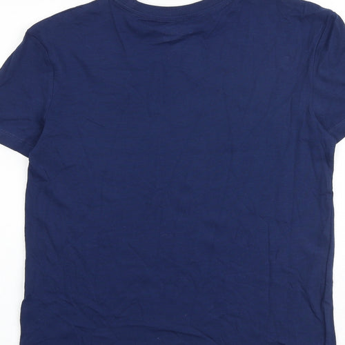 Marks and Spencer Boys Blue Cotton Basic T-Shirt Size 13-14 Years Round Neck Pullover - Today is a good day