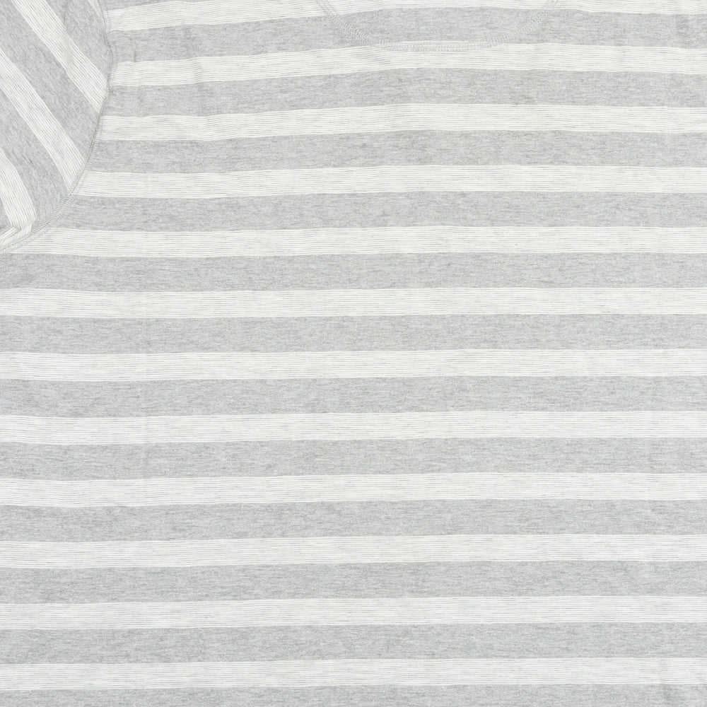 North Coast Mens Grey Striped Cotton T-Shirt Size XL Collared