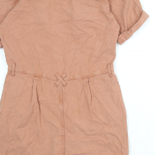 Topshop Womens Pink Cotton Playsuit One-Piece Size 10 Zip