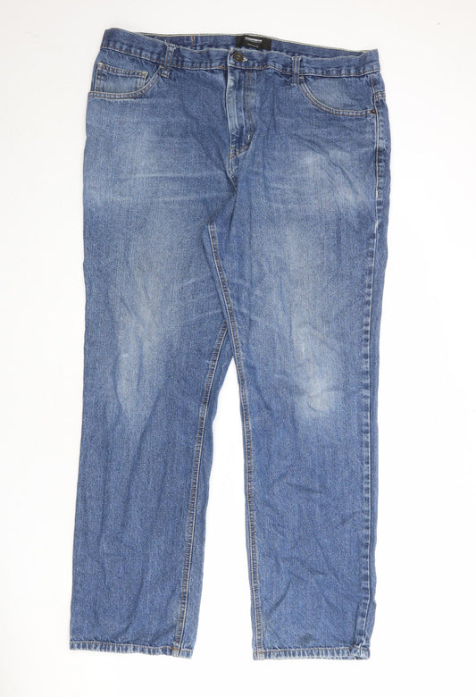 Woolworths Mens Blue Cotton Straight Jeans Size 40 in Regular Zip