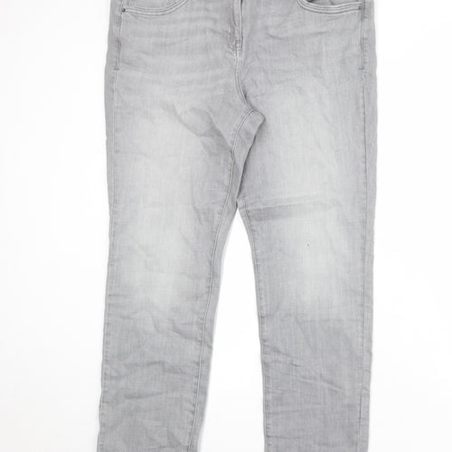 NEXT Womens Grey Cotton Straight Jeans Size 16 Regular Zip