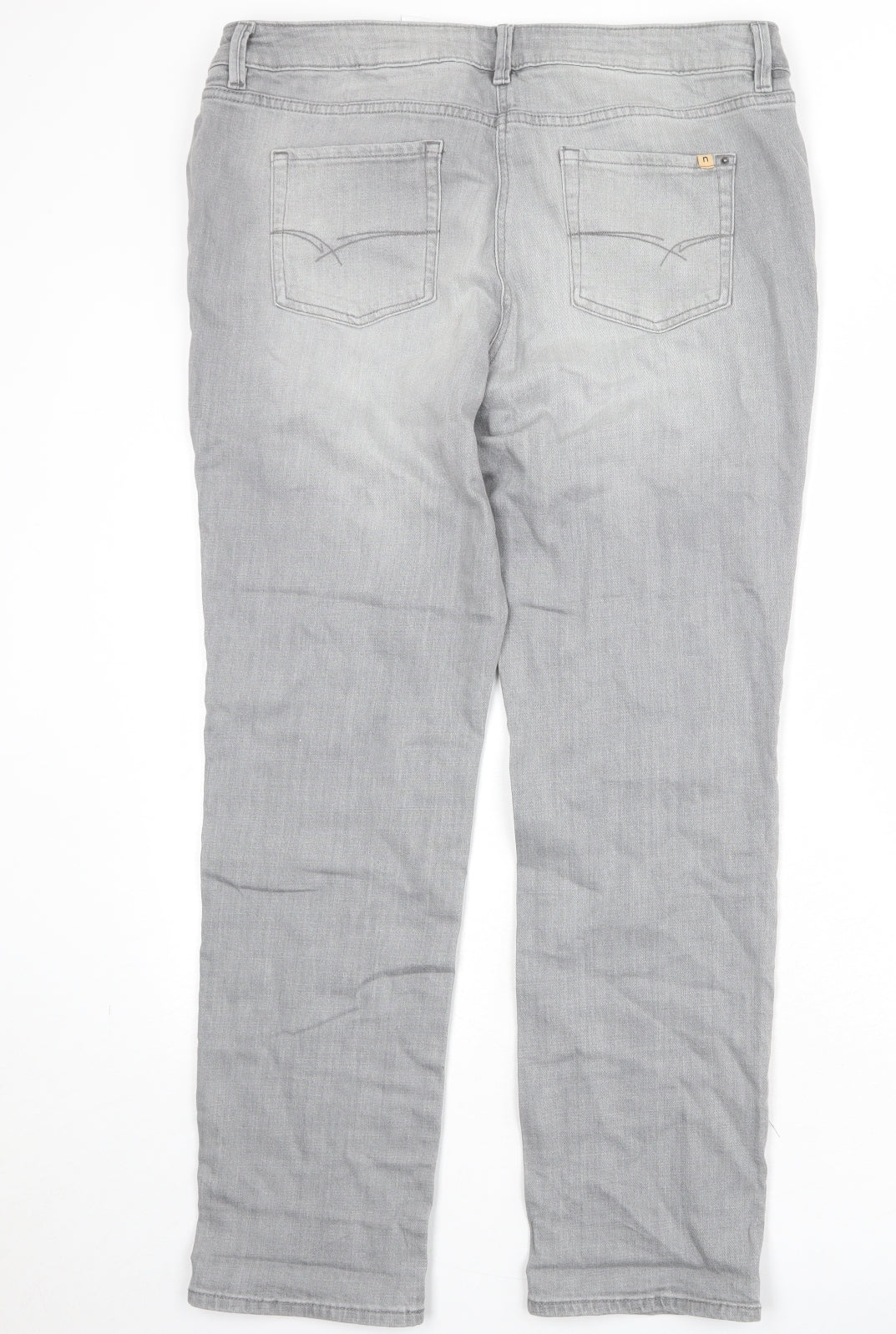 NEXT Womens Grey Cotton Straight Jeans Size 16 Regular Zip