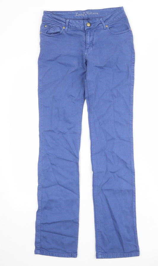 Zadig & Voltaire Womens Blue Cotton Straight Jeans Size 27 in Regular Zip