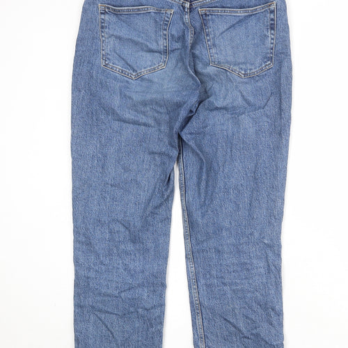 Topshop Womens Blue Cotton Straight Jeans Size 30 in Regular Zip