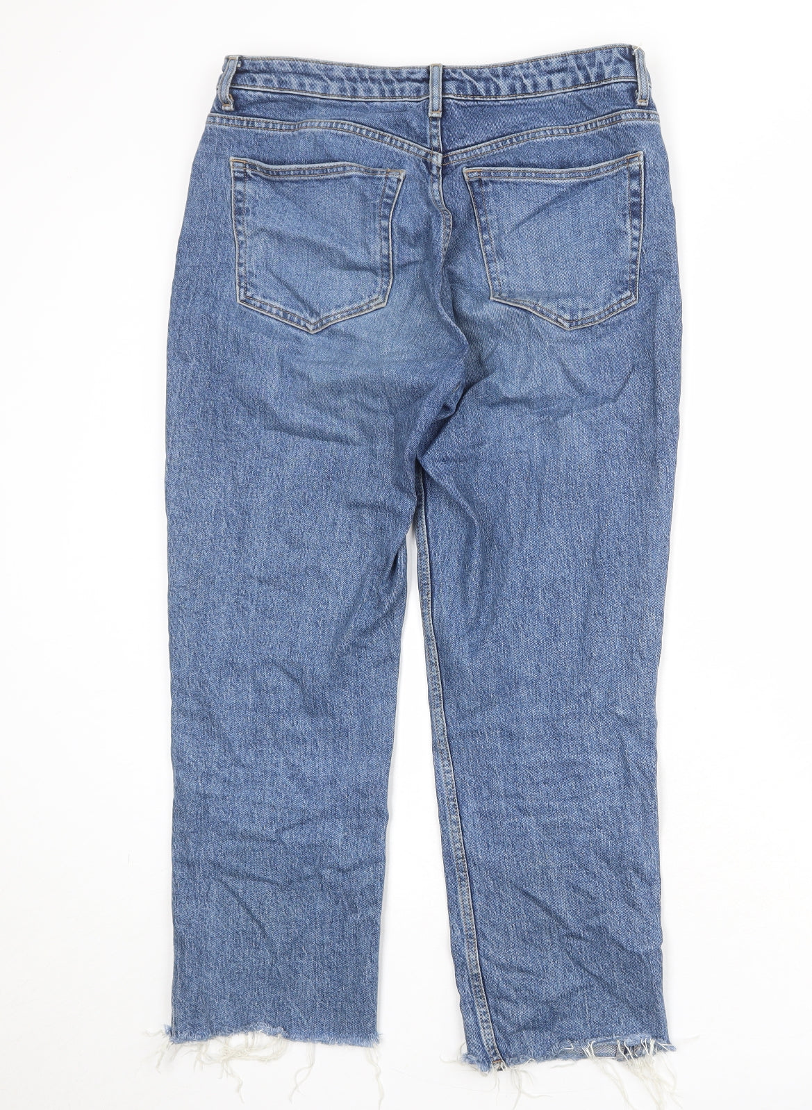 Topshop Womens Blue Cotton Straight Jeans Size 30 in Regular Zip