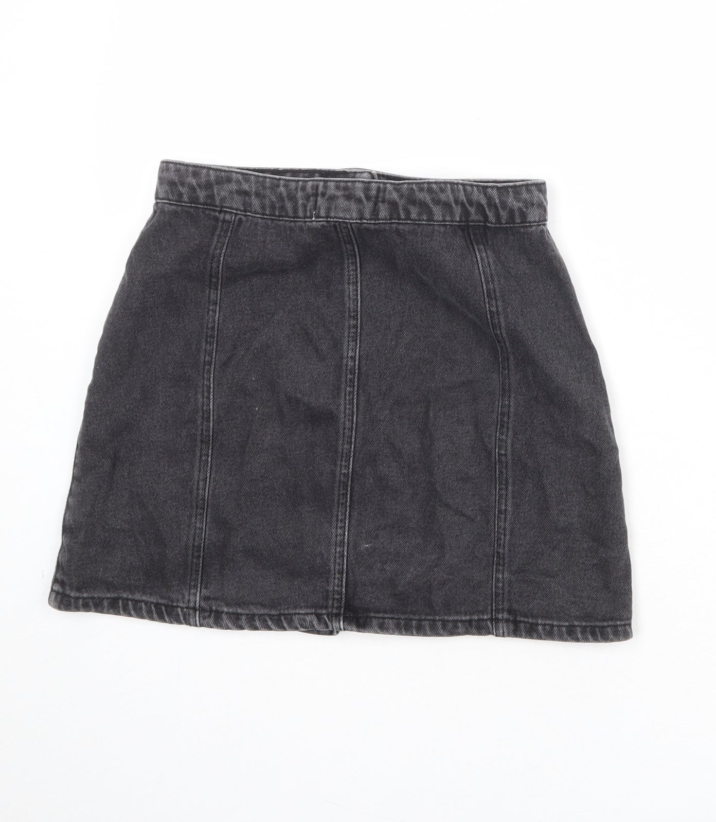 Miss Selfridge Womens Black Polyester A-Line Skirt Size 8 Button