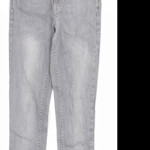Miss Selfridge Womens Grey Cotton Skinny Jeans Size 8 Regular Zip
