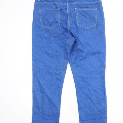 Bonmarché Womens Blue Cotton Straight Jeans Size 14 Regular Zip