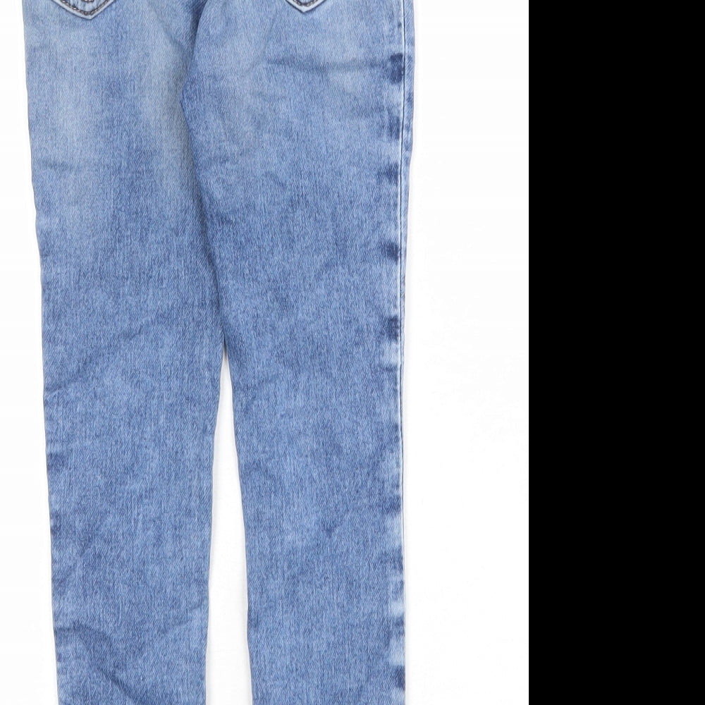 H&M Boys Blue Cotton Skinny Jeans Size 6-7 Years Regular Zip