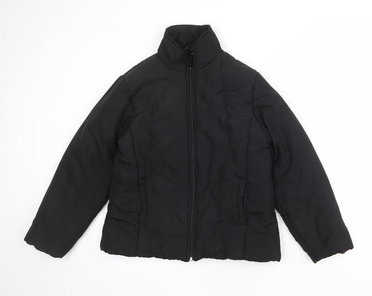 Essentials Womens Black Quilted Jacket Size 12 Zip