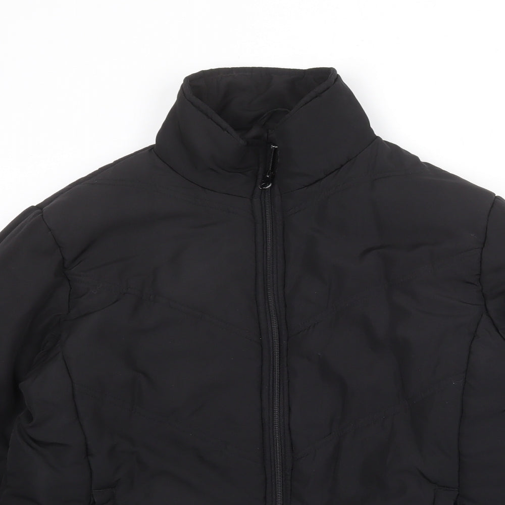 Essentials Womens Black Quilted Jacket Size 12 Zip