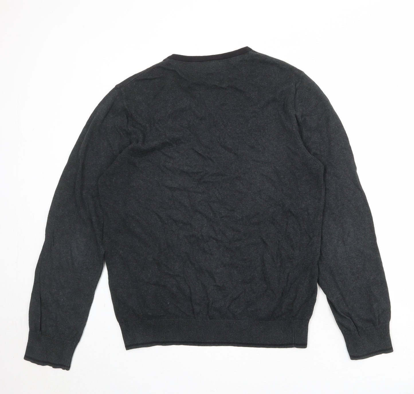 Burton Mens Grey V-Neck Cotton Pullover Jumper Size M Long Sleeve