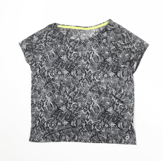 GOODMOVE Womens Multicoloured Animal Print Polyester Basic T-Shirt Size 8 Round Neck Pullover - Snakeskin Pattern