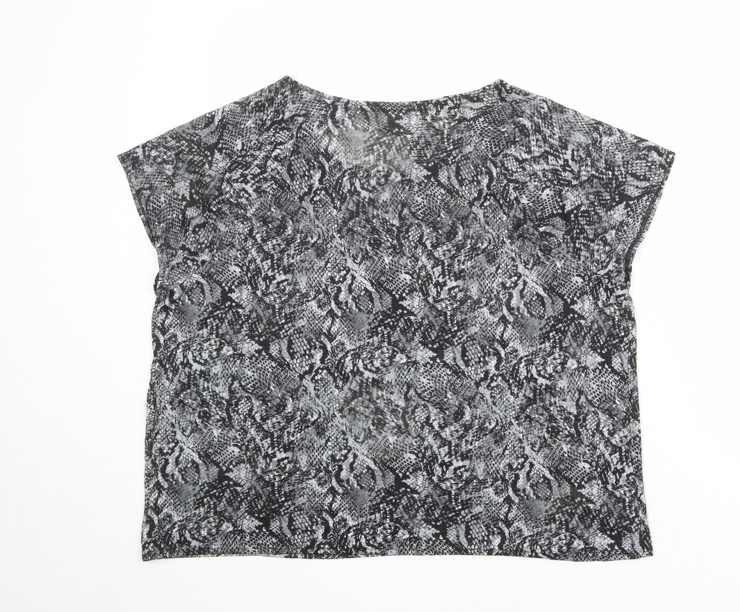 GOODMOVE Womens Multicoloured Animal Print Polyester Basic T-Shirt Size 18 Round Neck Pullover - Snakeskin Pattern