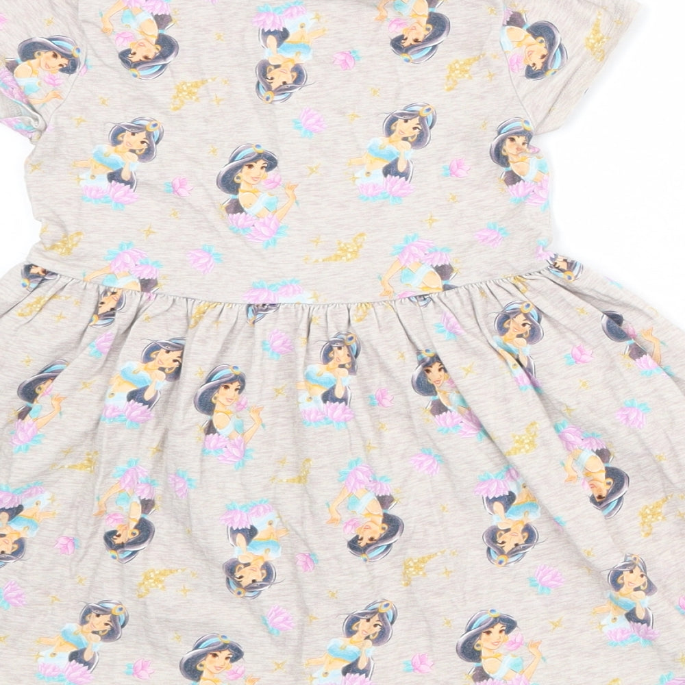 Disney Girls Beige Geometric Cotton A-Line Size 4-5 Years Round Neck Pullover - Princess Jasmine