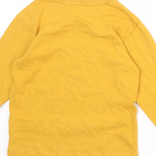 NEXT Girls Yellow 100% Cotton Basic T-Shirt Size 4 Years Round Neck Pullover