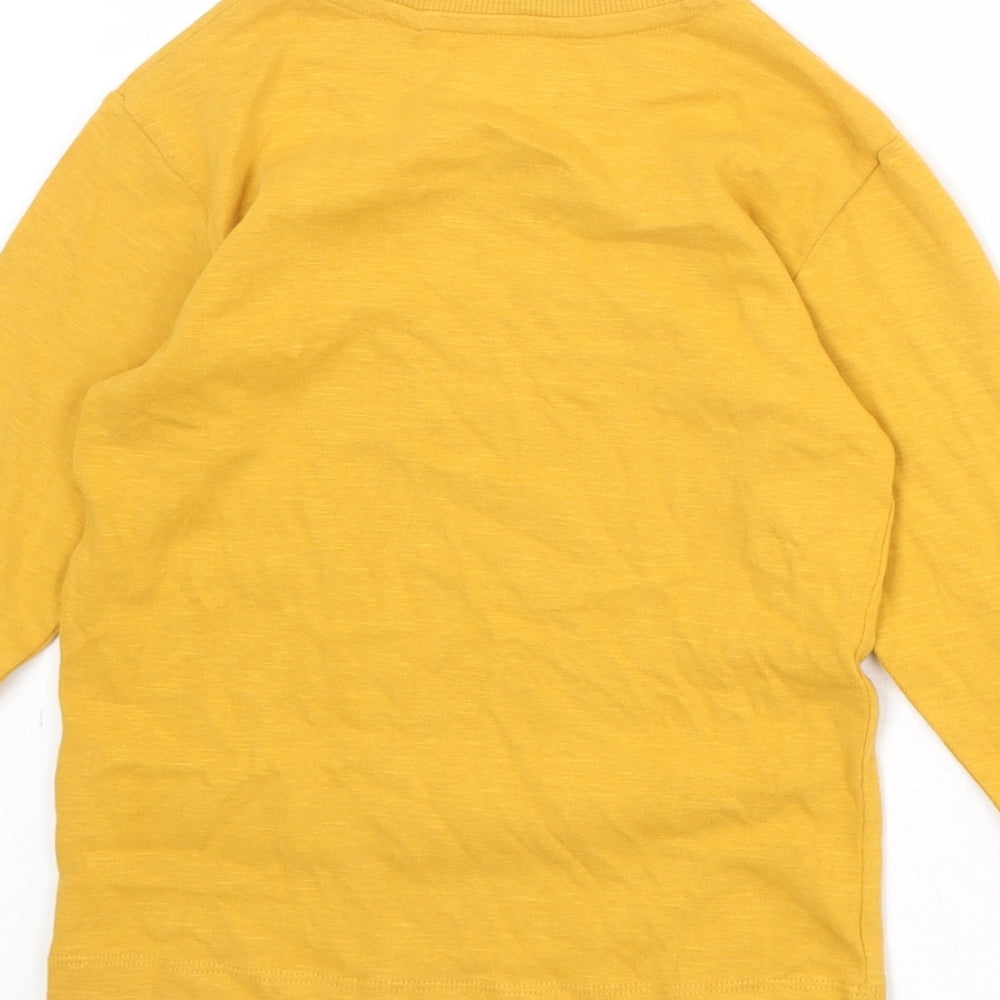 NEXT Girls Yellow 100% Cotton Basic T-Shirt Size 4 Years Round Neck Pullover