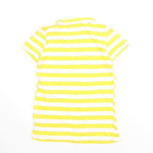Divided by H&M Womens Yellow Striped Cotton Basic T-Shirt Size XS Round Neck
