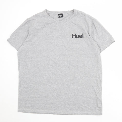 Huel Mens Grey Cotton T-Shirt Size 2XL Round Neck