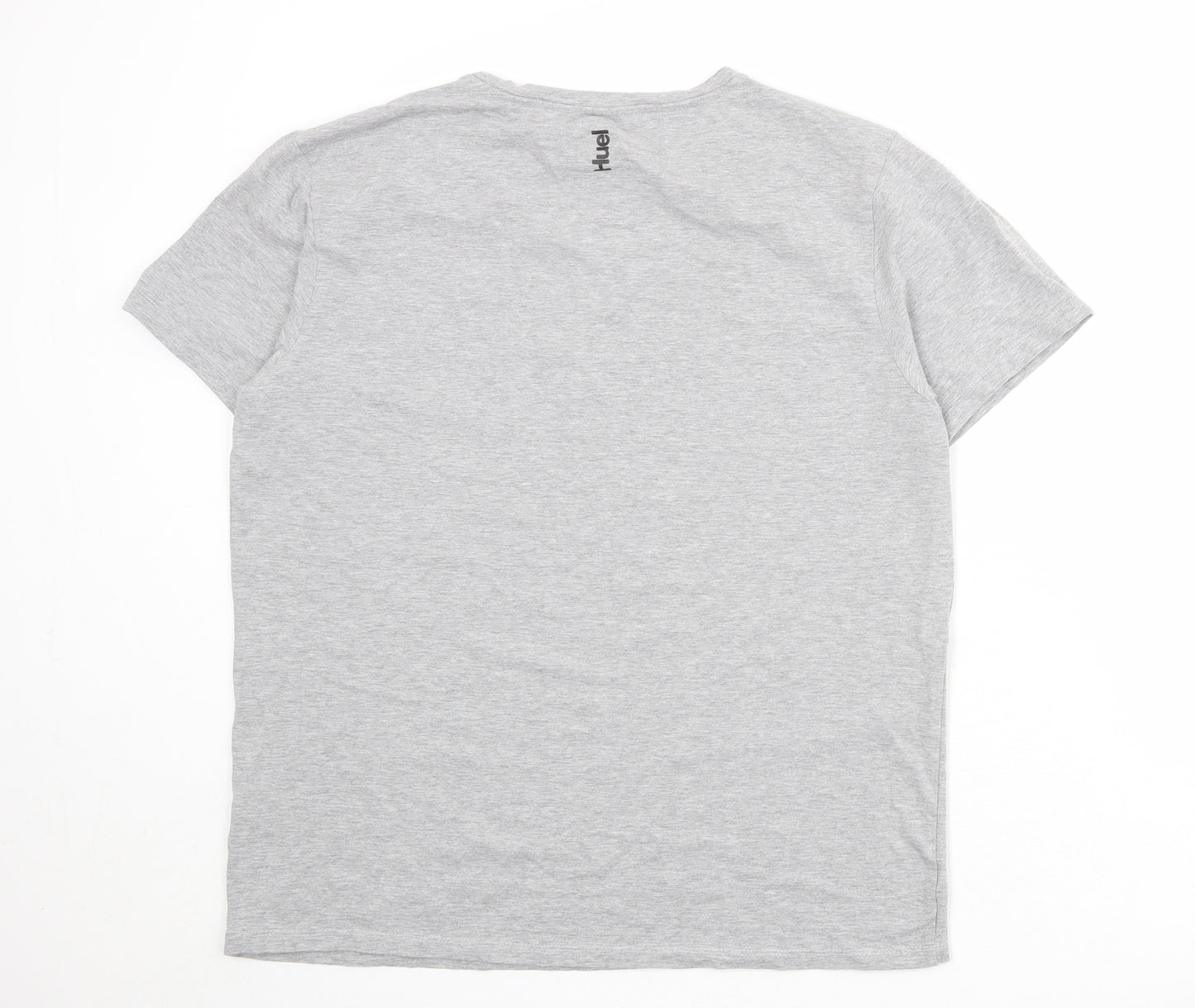 Huel Mens Grey Cotton T-Shirt Size 2XL Round Neck